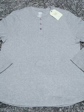 Men’s True Craft Gray Long Sleeve Thermal waffle 3 button Henley XXL New NWT